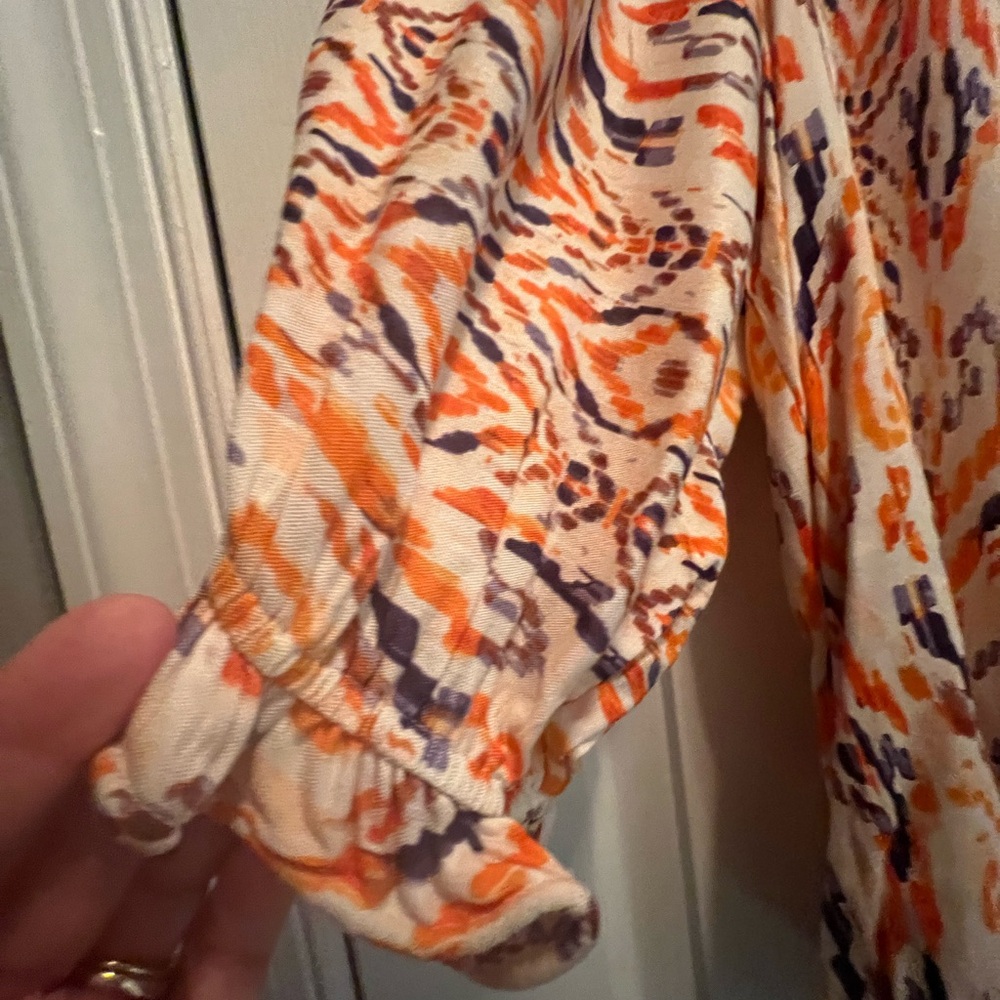 🆕-Democracy Stylish Orange Patterned Women's Top - Picture 3 of 5